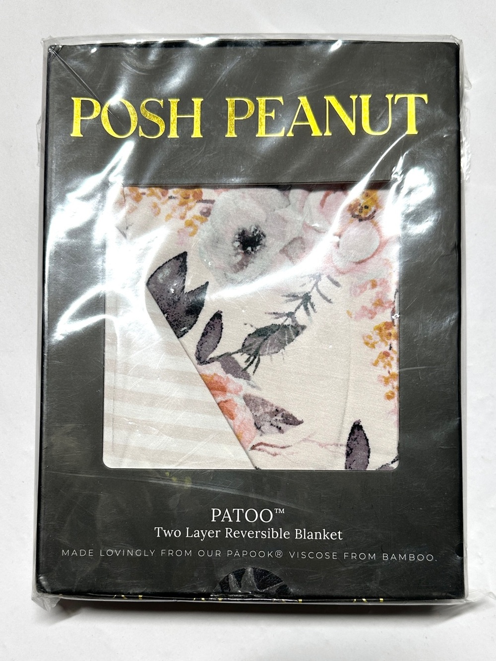 Posh Peanut Patoo 2 Layer Reversible Blanket Harlow Pink Stripes Viscose Bamboo